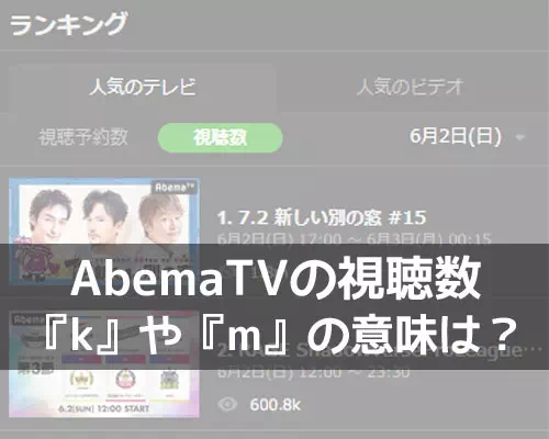 AbemaTVの視聴数で『k』や『m』の意味は？視聴者の数と視聴数は違います