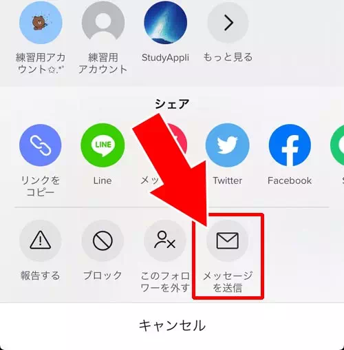 相手のプロフィール画面からメッセージを送る - メッセージを送信する方法｜TikTokでダイレクトメッセージ（DM）の使い方！既読や削除などの仕組みも解説