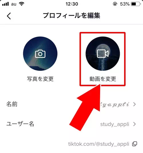 動画から元の画像（静止画）表示に戻す方法｜TikTokのプロフィール画像（アイコン）に動画を設定する方法